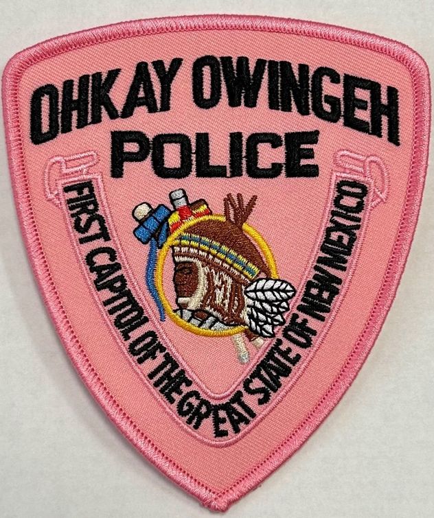 OHKAY OWINGEH NEW MEXICO POLICE PINK SHOULDER PATCH - SEW ON.